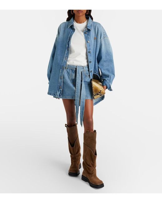 The Attico Brown Passeggiata Suede Combat Boots