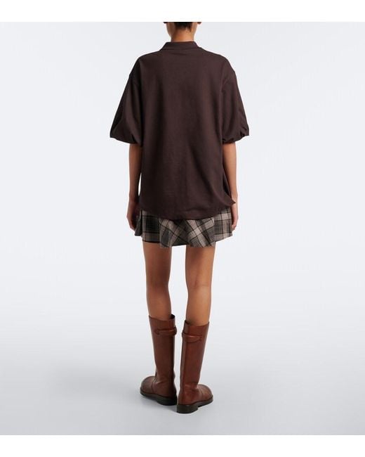 Acne Black Checked Layered Cotton-Blend Polo Dress