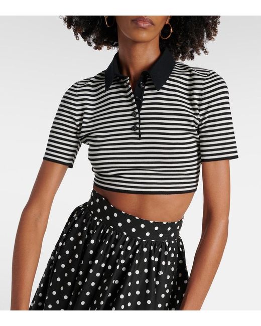 Dolce & Gabbana Black Cropped Wool Polo Shirt