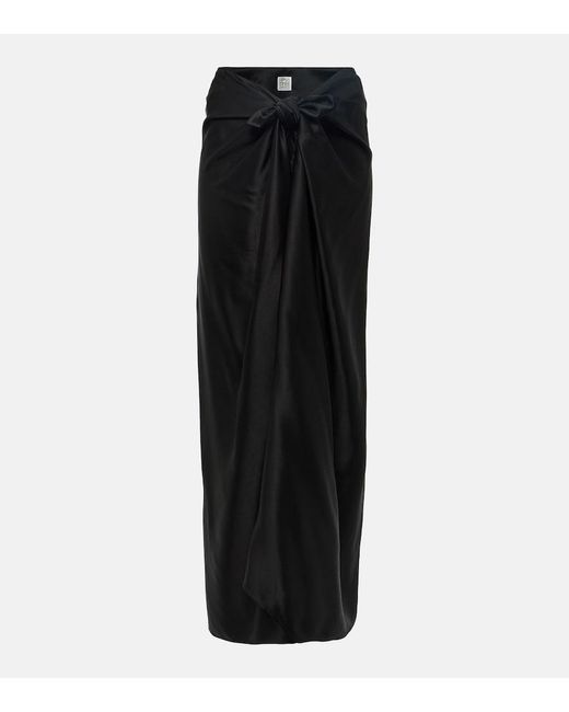 Totême Black Toteme "Satin Skirt With Bow Detail"