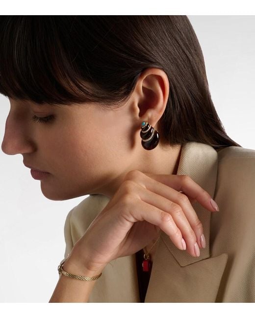 Yvonne Léon White Coquillage 9Kt Earrings With Diamonds And