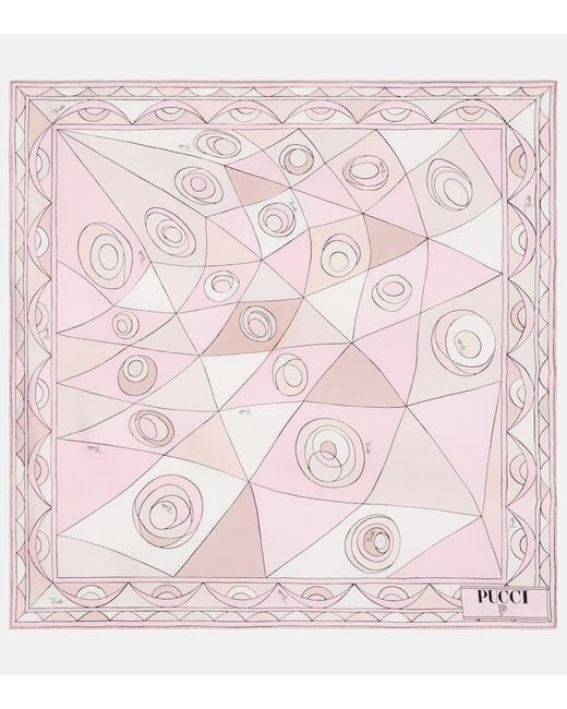 Emilio Pucci Pink Occhi Silk Twill Scarf