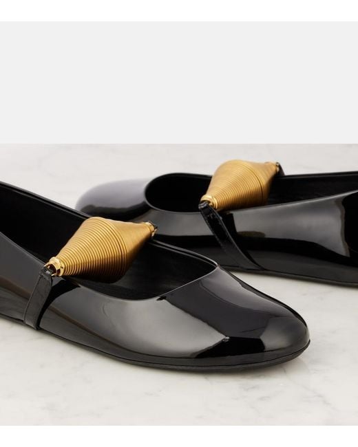 Alaïa Black Patent Leather Strap Ballet Flats