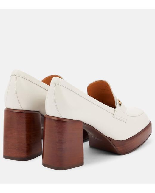 Tod's White Double T Loafer Leather Pumps