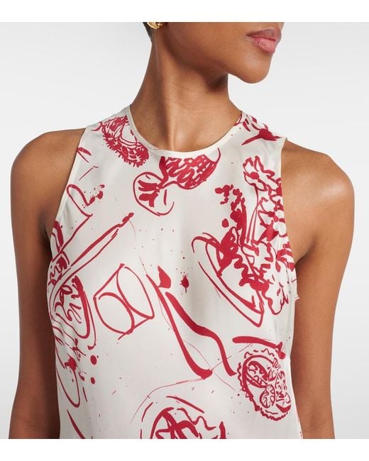Asceno Pink Printed Silk Maxi Dress