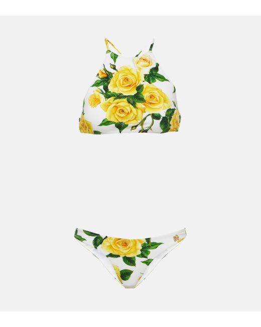 Bikini a fleurs Dolce & Gabbana en coloris Yellow