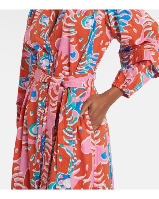 Poupette Red Cathy Printed Cotton Shirt Dress