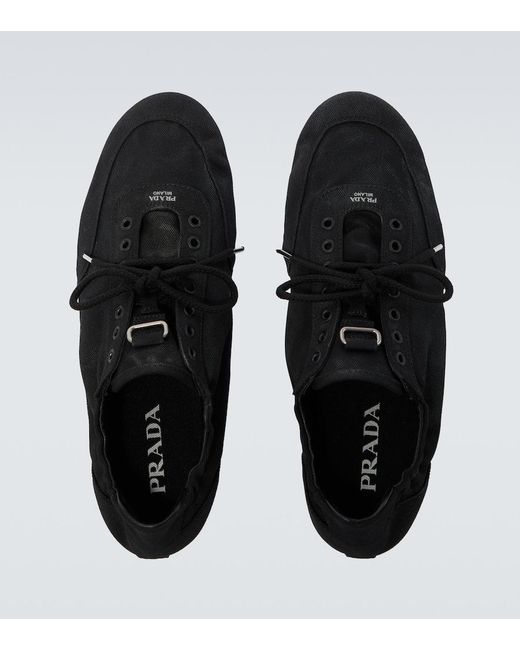 Prada Black Collapse Canvas Sneakers for men