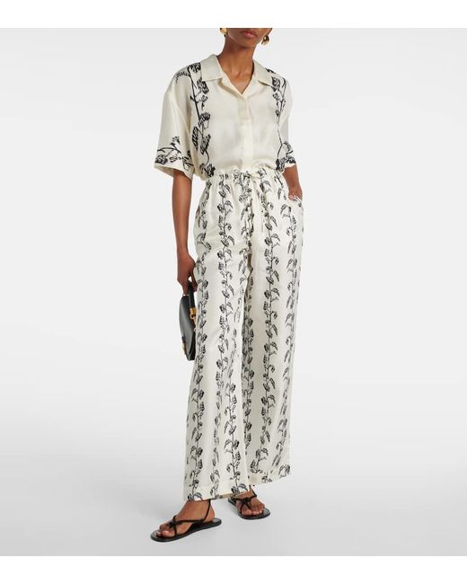 Pantalon Ample Aurelia En Soie Asceno en coloris White