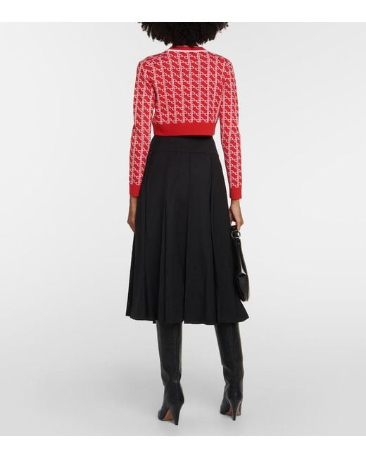 Patou Red Logo Jacquard Wool Sweater