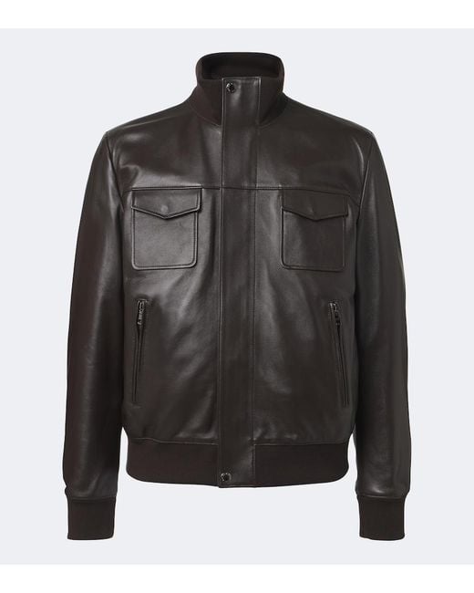 Dolce & Gabbana Black Leather Blouson Jacket for men