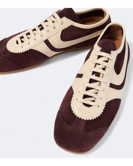 Dries Van Noten Brown Leather-Trimmed Suede Sneakers for men