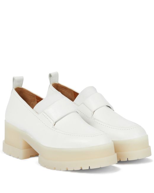 Clergerie White Waelly Platform Leather Loafers