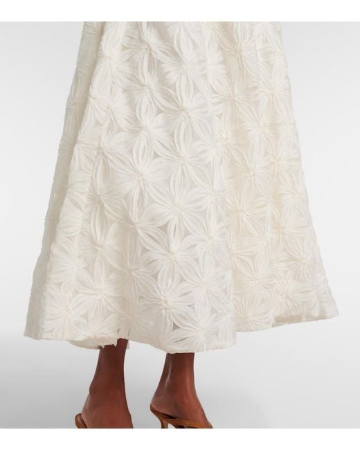 Jonathan Simkhai White Mindy Embroidered Midi Skirt