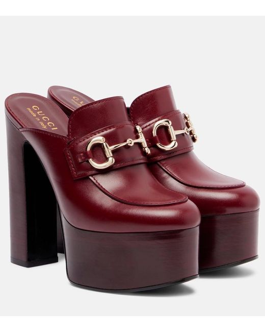 Mules Compensées Avec Détail Mors Pour Femme, Taille Gucci en coloris Red