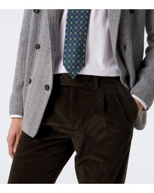 Rubinacci Black Modluca Cotton Corduroy Straight Pants for men