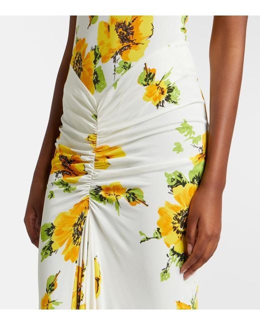 Alaïa Metallic Floral Ruched Jersey Maxi Dress