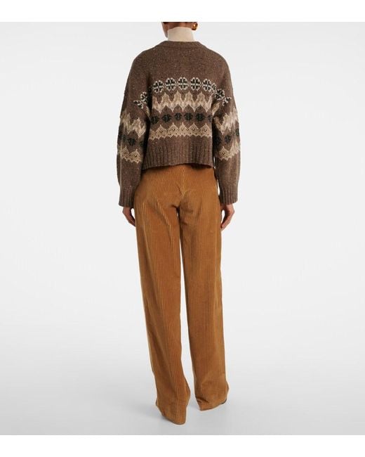 Altuzarra Brown Cammie Fair Isle Wool-Blend Cardigan