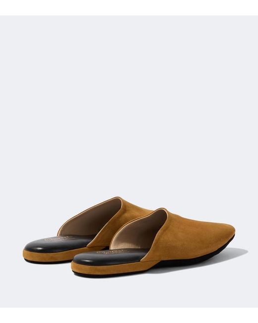 Charvet Brown Leather-Lined Suede Slippers for men