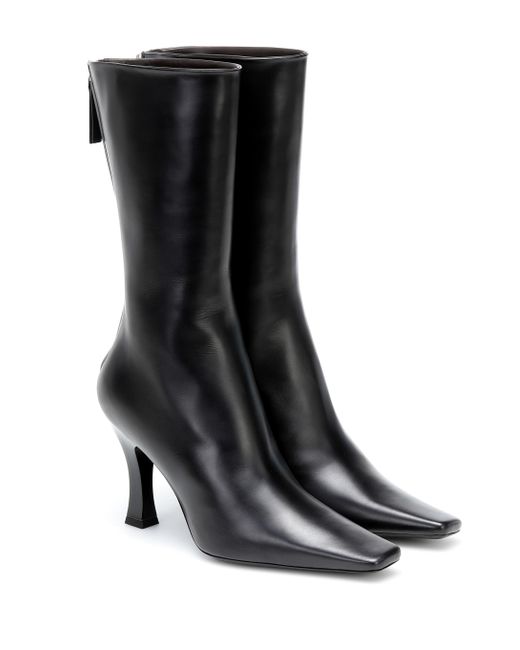 The Row Black Office Leather Ankle Boots