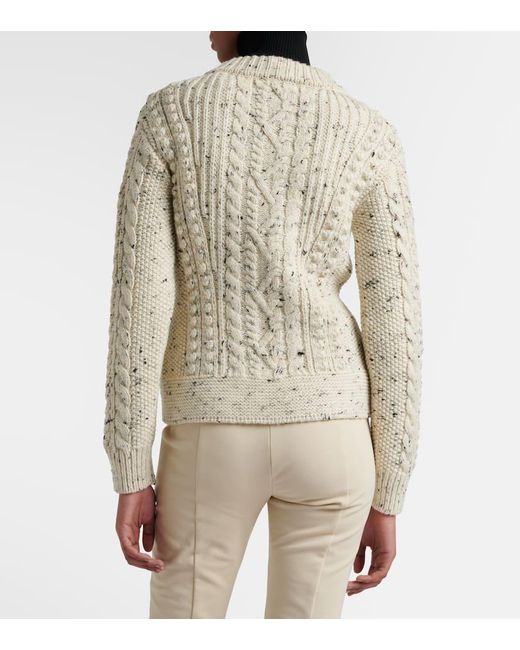 Moncler Natural Cable-Knit Wool Cardigan