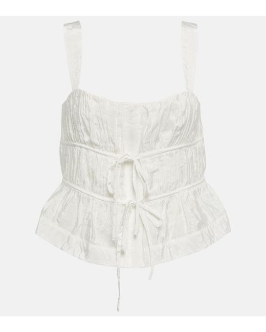 Jonathan Simkhai White Abilene Drawstring Shirt