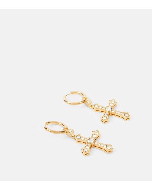 Dolce & Gabbana Metallic Crystal-Embellished Drop Earrings