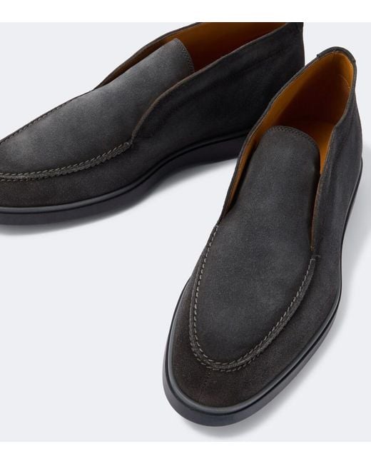 Magnanni Shoes Black Loda Suede Slip-On Shoes for men