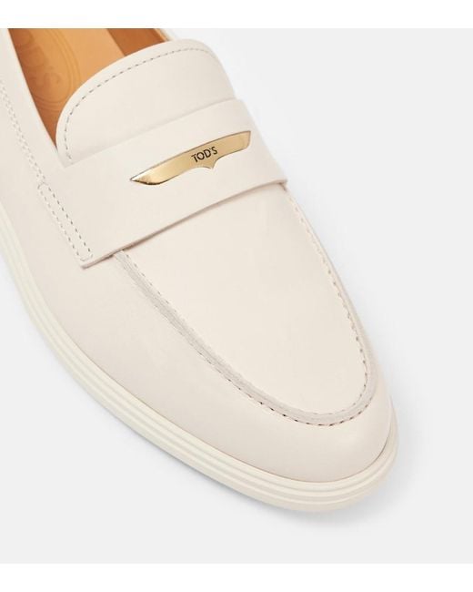 Tod's White Leather Loafers