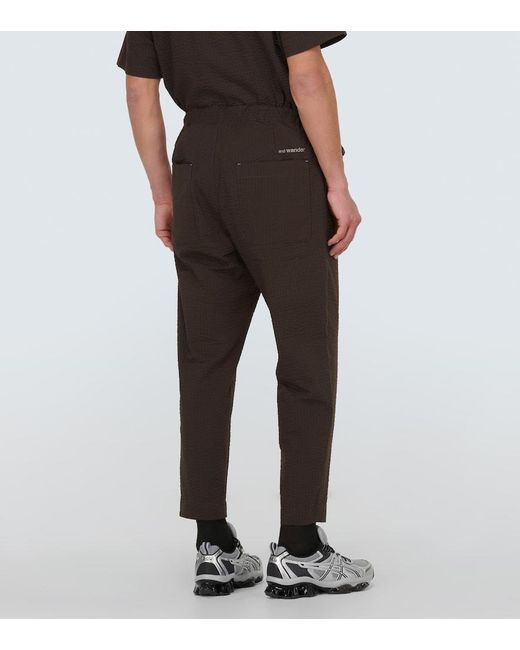 And Wander Black Seersucker Straight Pants for men