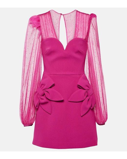 Rebecca Vallance Pink Lilah Embellished Crepe Minidress