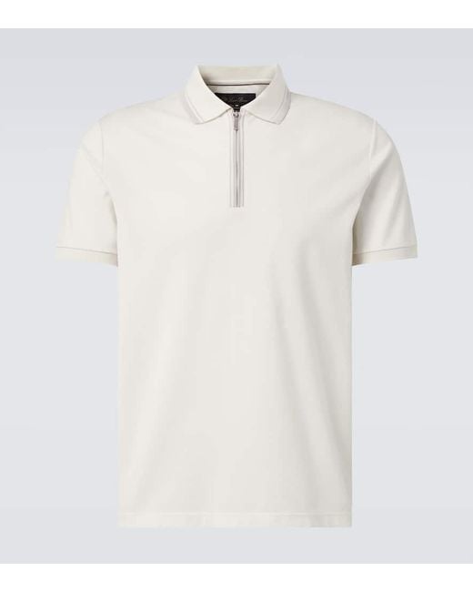 Loro Piana Men's White Regatta Cotton-Blend Pique Polo Shirt