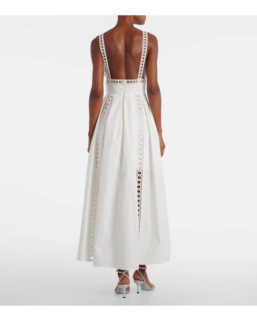 Elie Saab White Besticktes Midikleid Aus Einem Baumwollgemisch
