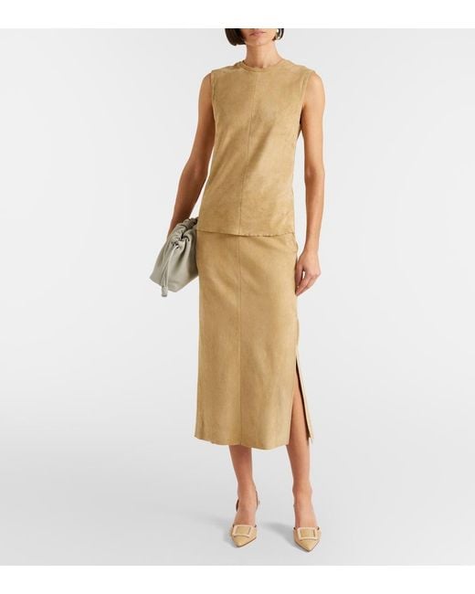 Stouls Natural Taylor Suede Pencil Skirt