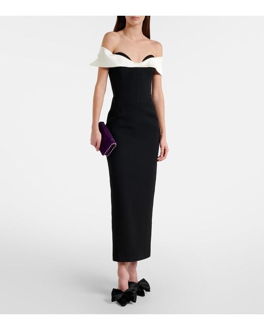 The New Arrivals Ilkyaz Ozel Black Off-Shoulder-Midikleid Jacqueline