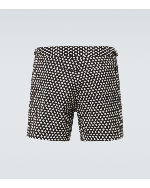 Tom Ford Black Checked Swim Trunks for men