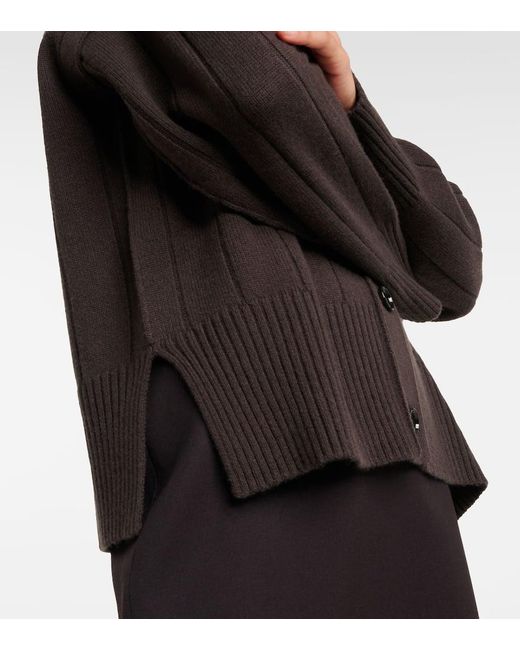 Jardin Des Orangers Brown Ribbed-knit Wool And Cashmere Cardigan