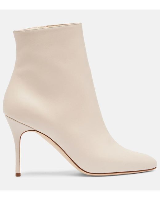 Manolo Blahnik Natural Insopo Leather Ankle Boots