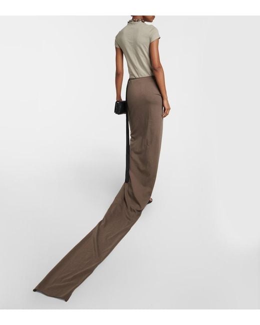 Rick Owens Natural Drkshdw Gathered Cotton Maxi Skirt