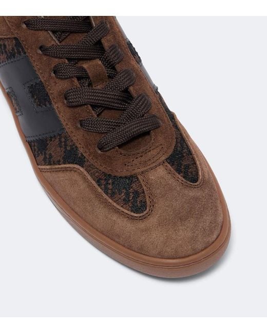 Hogan Brown H647 Leather-Trimmed Suede Sneakers