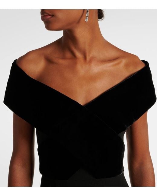 Roland Mouret Black Off-Shoulder Velvet Gown