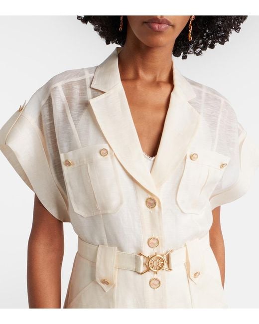 Zimmermann Natural Como Linen And Silk Jumpsuit