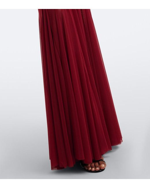 David Koma Red Velvet Gown