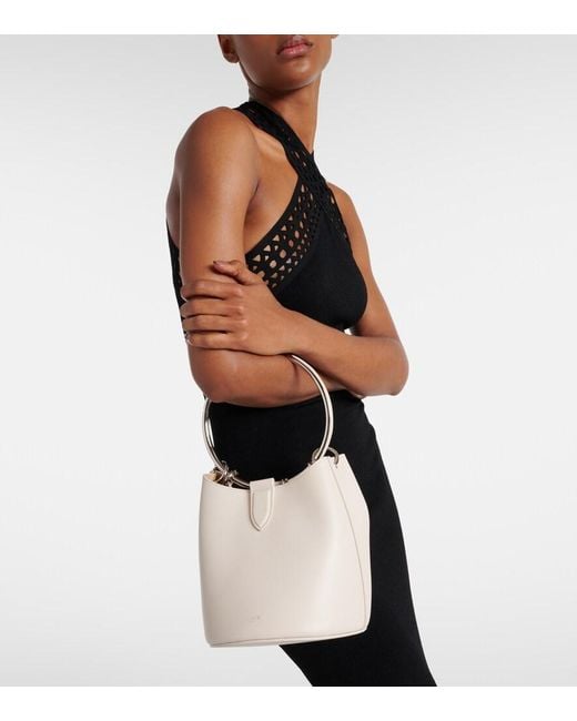 Alaïa White Ring Medium Leather Bucket Bag