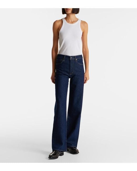 Agolde Blue Harper Mid-Rise Straight Jeans