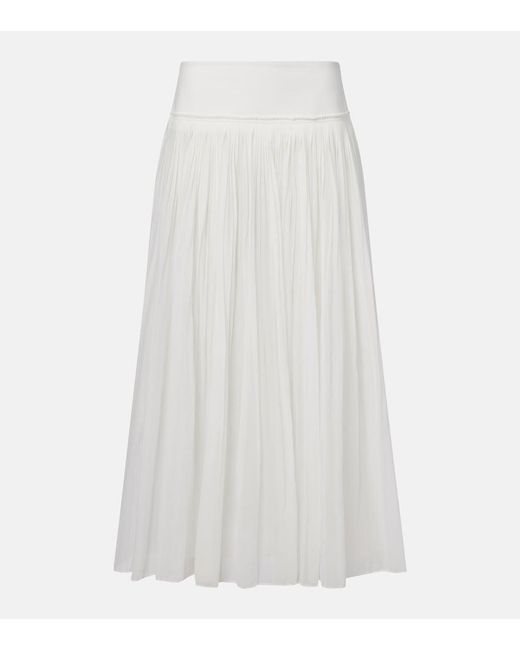 Rohe White Pleated Cotton Muslin Maxi Skirt