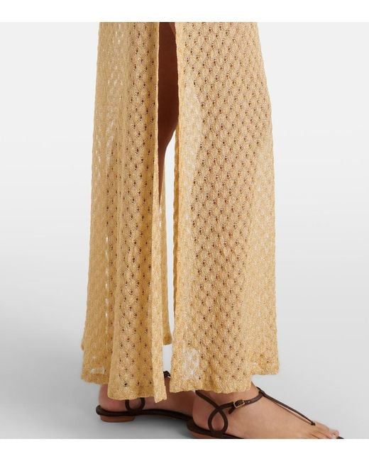 Missoni Natural Open-Knit Tie-Neck Lame Kaftan