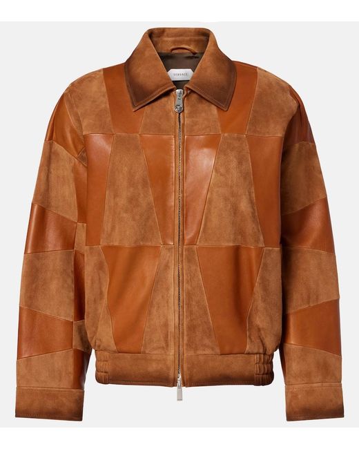 Versace Brown Leather And Suede Blouson Jacket