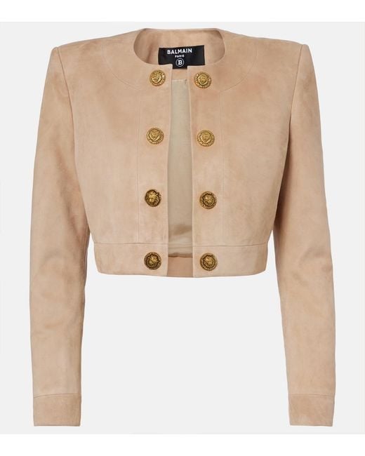 Balmain Natural Suede Cropped Jacket