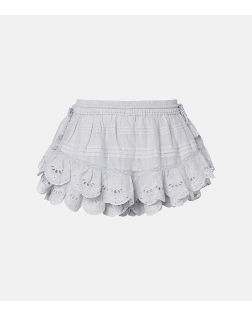 Isabel Marant White Puria Cotton Broderei Anglaise Shorts